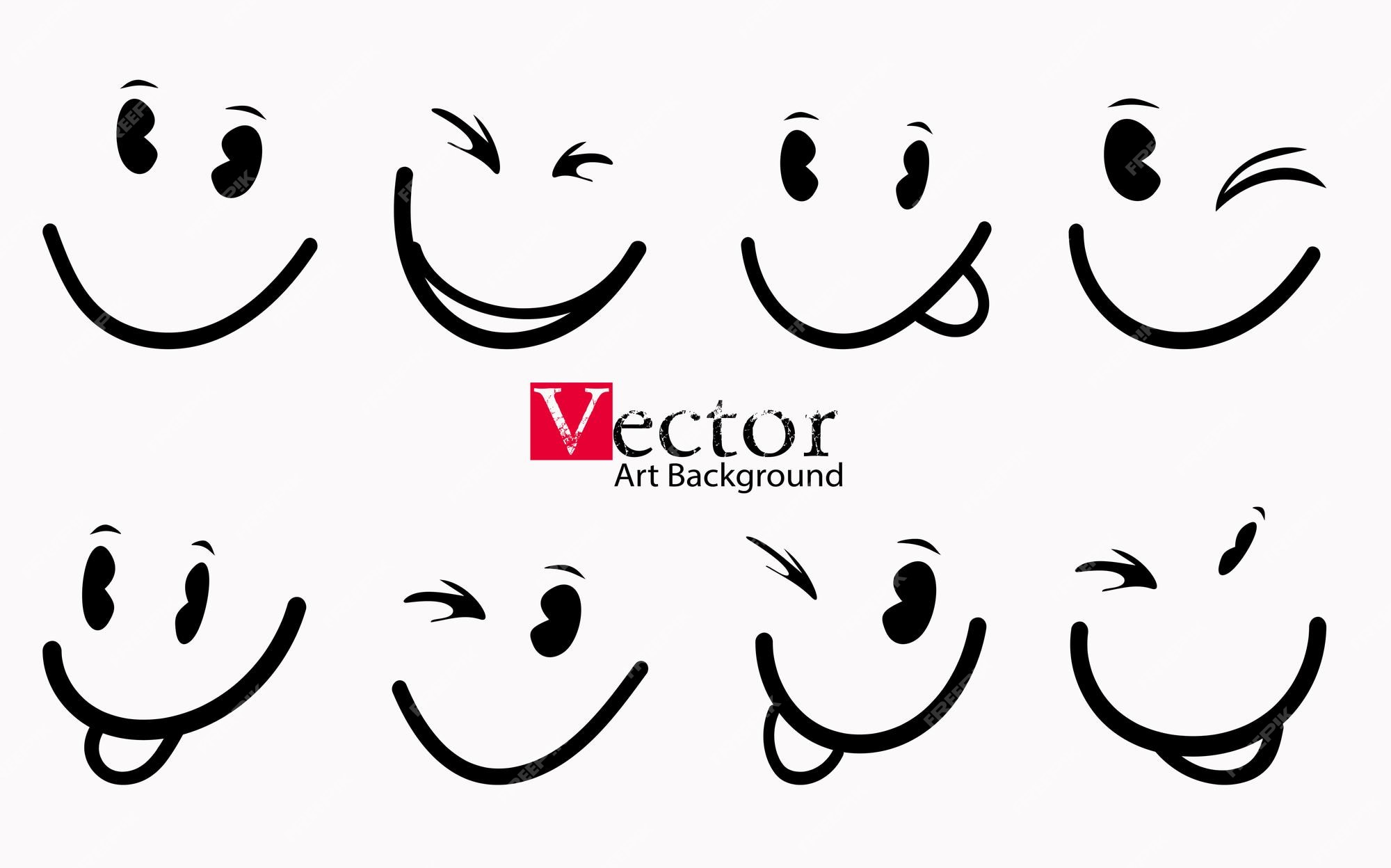 Design de logotipo criativo sorri rosto feliz dos desenhos animados do  vetor dental coleção feliz do sorriso do doodle