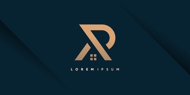 Design de logotipo da casa com o conceito de letra r