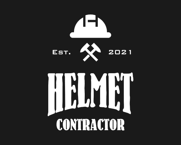 Vetor design de logotipo da indústria da construção do empreiteiro do capacete do monograma da letra h