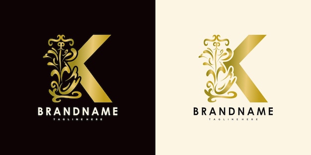 Vetor design de logotipo da letra k com ícone criativo vetor premium de água dourada