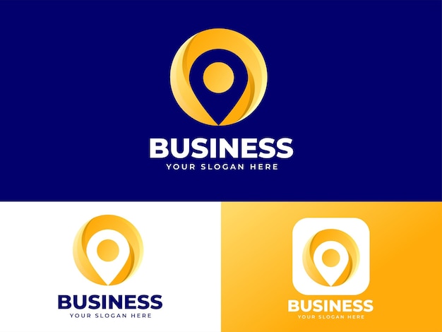 Design de logotipo da letra O com elemento de círculo de ponto de pino de ouro para identidade comercial
