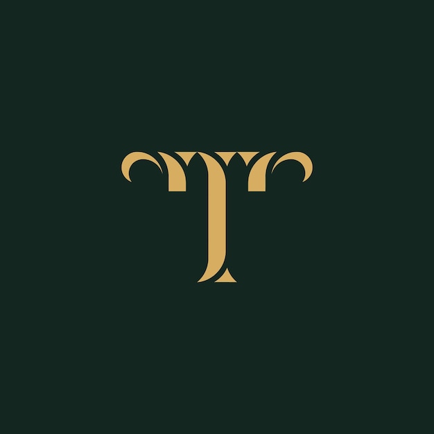 Vetor design de logotipo da letra t com estilo de luxo