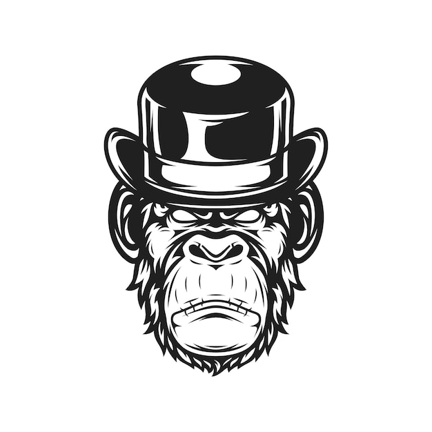 Design de logotipo da mascote da cabeça do chimpanzé