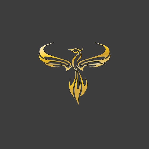 Vetor design de logotipo da phoenix fire bird símbolo águia dourada abstrato pássaro dourado vector ilustração animal