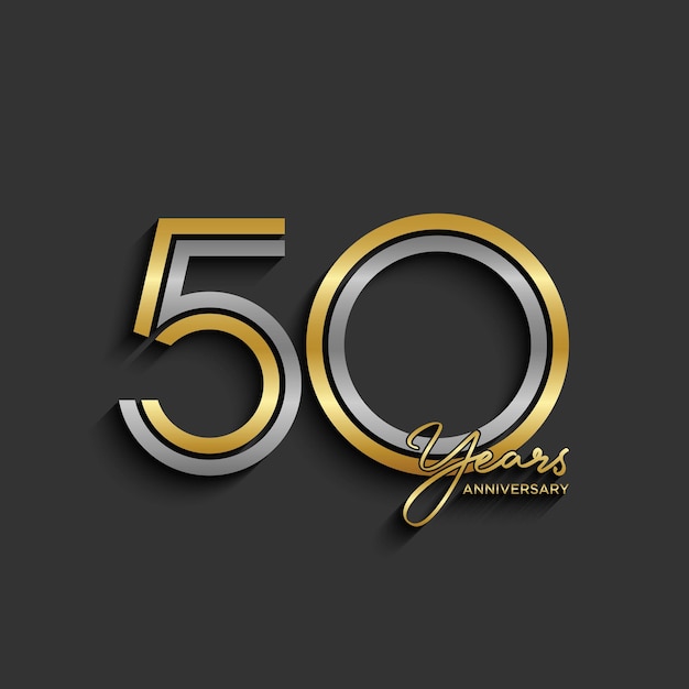 Vetor design de logotipo de 50º aniversário design de conceito de número de linha dupla modelo de vetor de logotipo de número dourado