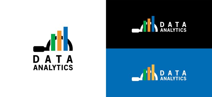 Vetor design de logotipo de análise de dados com lupa para design de ícone de vetor de investimento financeiro de dados