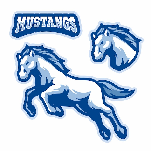 Design de logotipo de animais mustangs horse