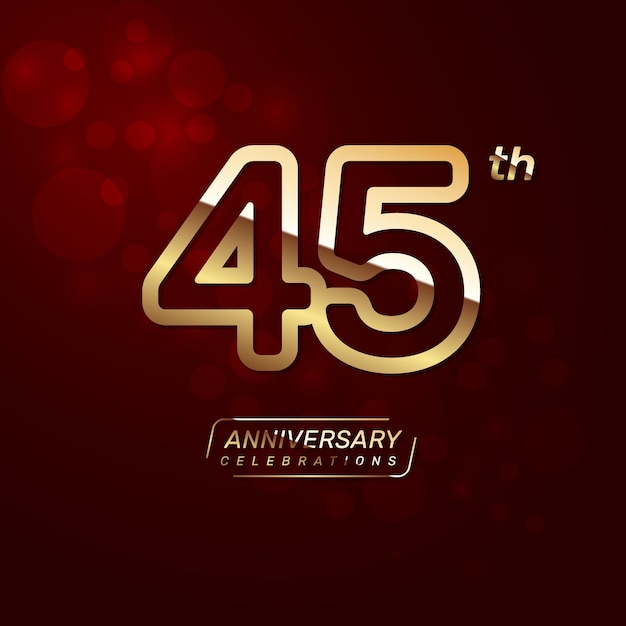 Design de logotipo de aniversário de 45 anos com um conceito de linha dupla na cor dourada
