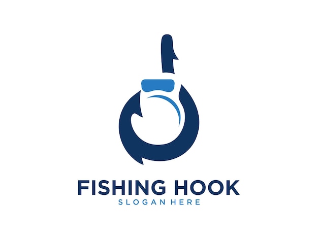 Design de logotipo de anzol de pesca
