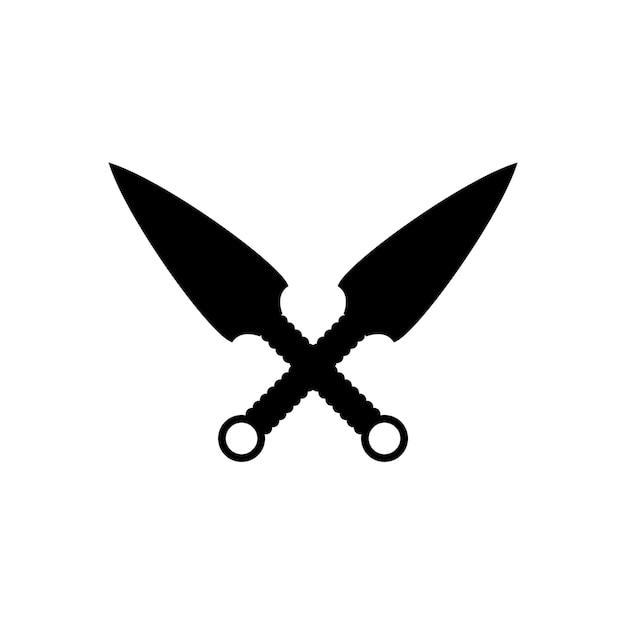 Vetor design de logotipo de arma japonesa ninja kunai cruzado