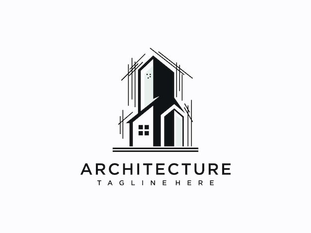 Design de logotipo de arquitetura, construção, casa e propriedade