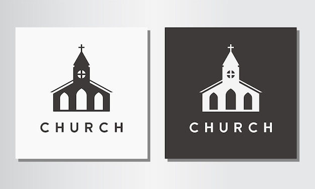 Design de logotipo de arquitetura de construção de igreja ícone ou símbolo de crença de fé religiosa