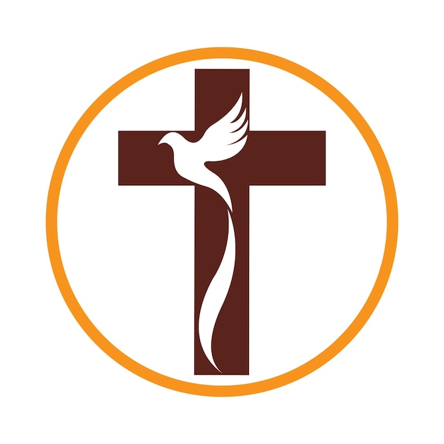 design de logotipo de arte de linha cristã de igrejaSímbolos cristãos