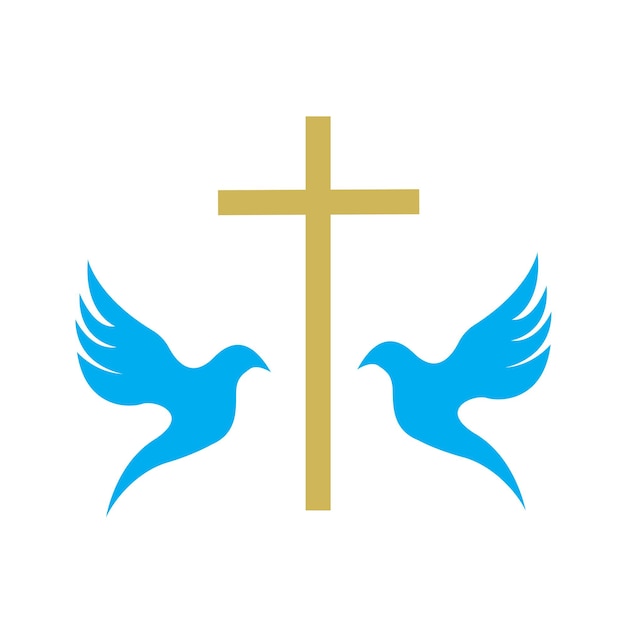 design de logotipo de arte de linha cristã de igrejaSímbolos cristãos