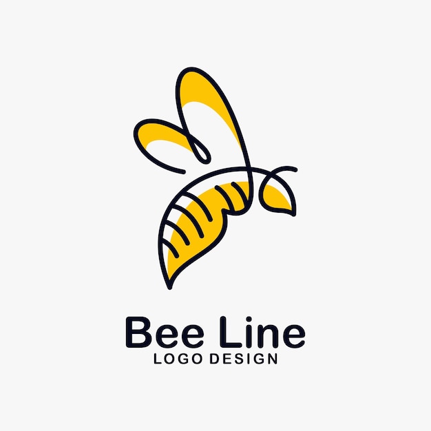 Design de logotipo de arte de linha de abelha