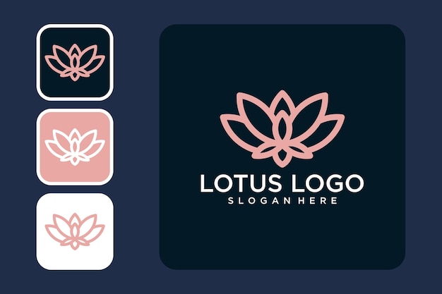 Design de logotipo de arte de linha de lótus moderno