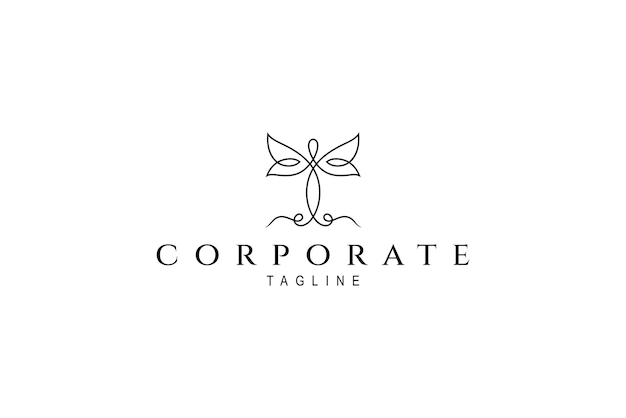 Design de logotipo de arte de linha de luxo de libélula