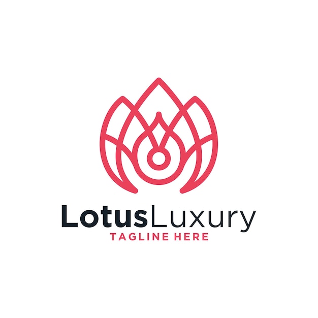 Design de logotipo de arte de linha de luxo de lótus