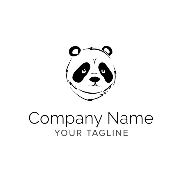 Design de logotipo de arte de linha panda vetor de ilustração de logotipo animal minimalista moderno simples