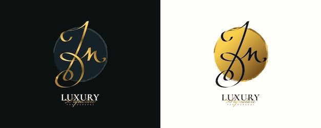 Design de logotipo de assinatura inicial jn com estilo de caligrafia elegante e minimalista design de logotipo inicial j e n para boutique de joias de moda de casamento e identidade de marca de negócios