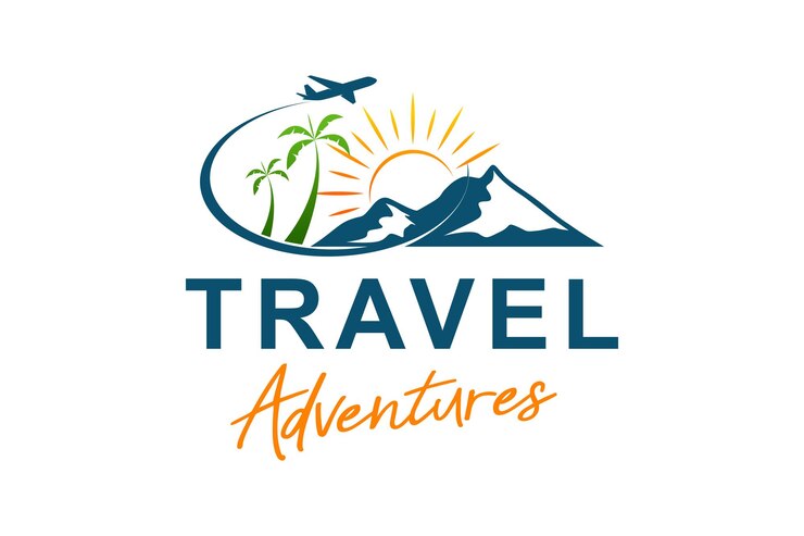 Vetor design de logotipo de aventura de viagem elemento de avião de montanha