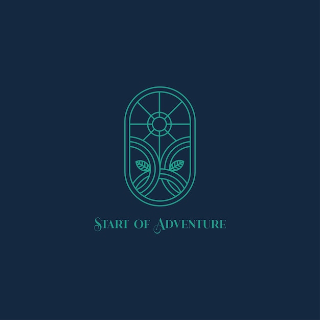 Vetor design de logotipo de aventura na natureza