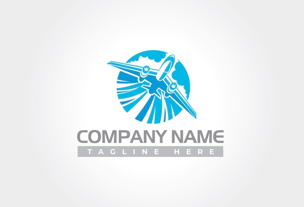 Design de logotipo de avião para agência de viagens, empresas e negócios.