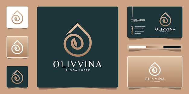 Design de logotipo de azeite ou gotículas de beleza. logotipo elegante e luxuoso para marcas modernas.