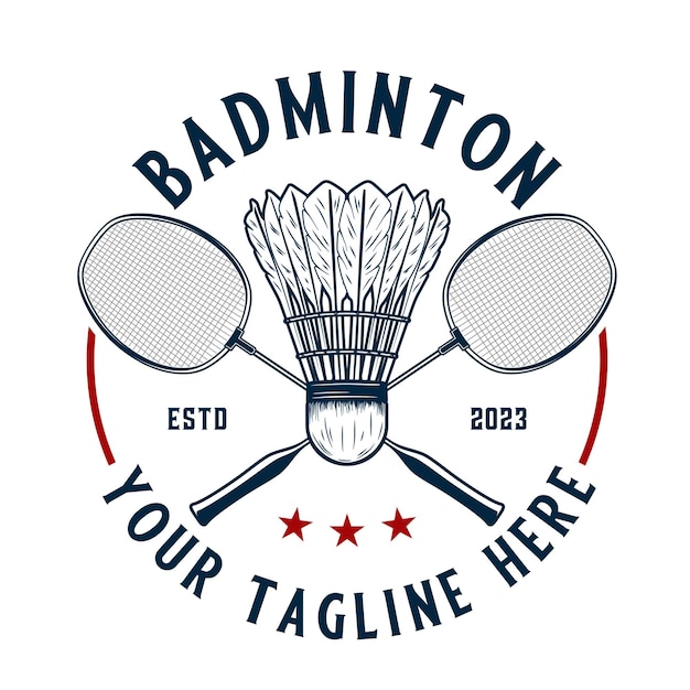 Vetor design de logotipo de badminton perfeito para badminton de clube de equipe ou torneios esportivos de badminton