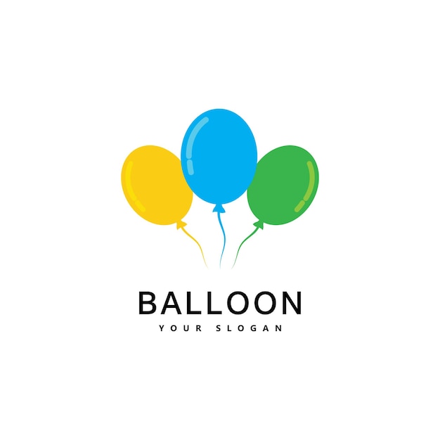 Vetor design de logotipo de balão. conceito de logotipo de felicidade. símbolo do balão de ar de celebração.