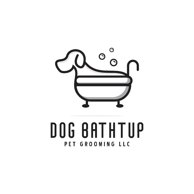 Design de logotipo de banheira de cachorro simples criativo ícone de modelo de vetor de conceito de logotipo de aliciamento de animais de estimação