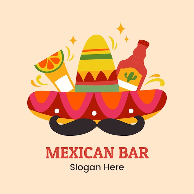 Vetor design de logotipo de bar mexicano