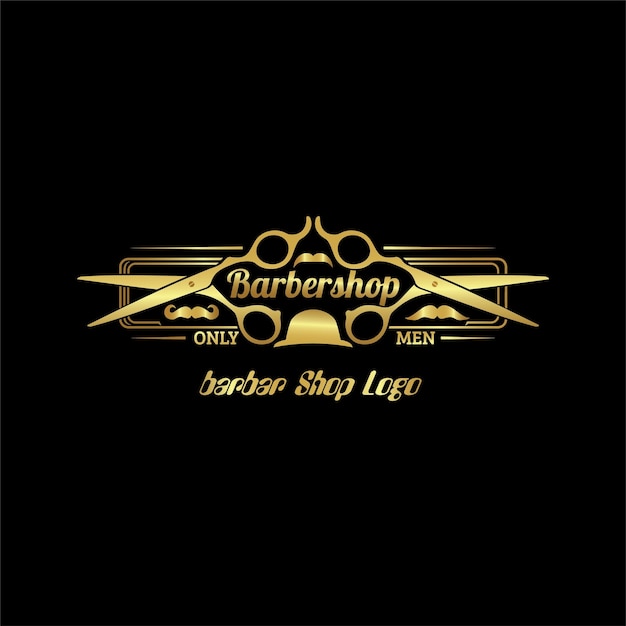 Design de logotipo de barbearia vector ouro luxo