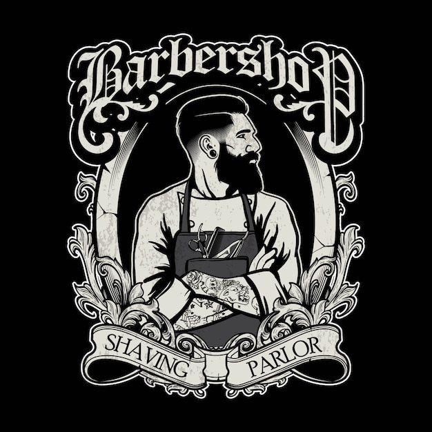 Vetor design de logotipo de barbeiro