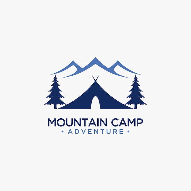 Vetor design de logotipo de barraca de acampamento na montanha