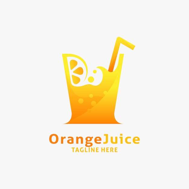 Vetor design de logotipo de bebida fresca de suco de laranja