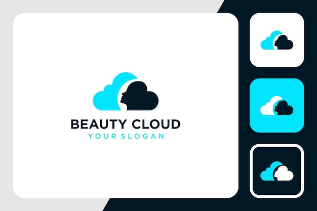 Design de logotipo de beleza com inspiração de nuvem e rosto