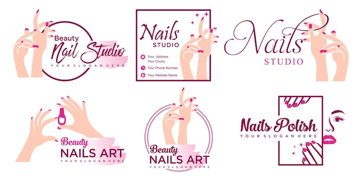 Vetor design de logotipo de beleza de unhas com estilo de elemento criativo para moda