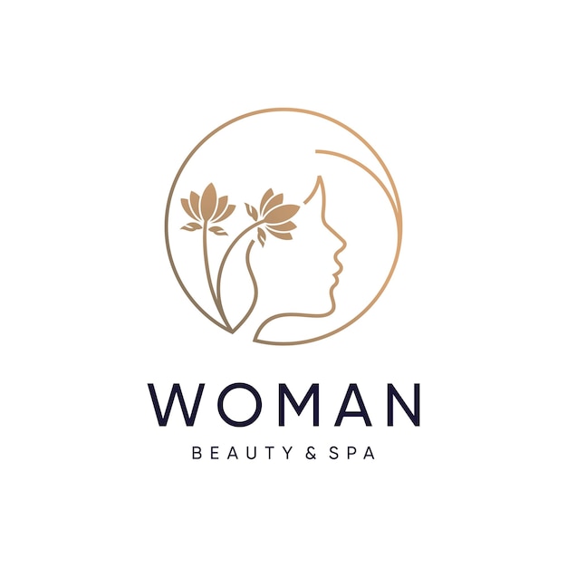 Vetor design de logotipo de beleza feminina com conceito de natureza