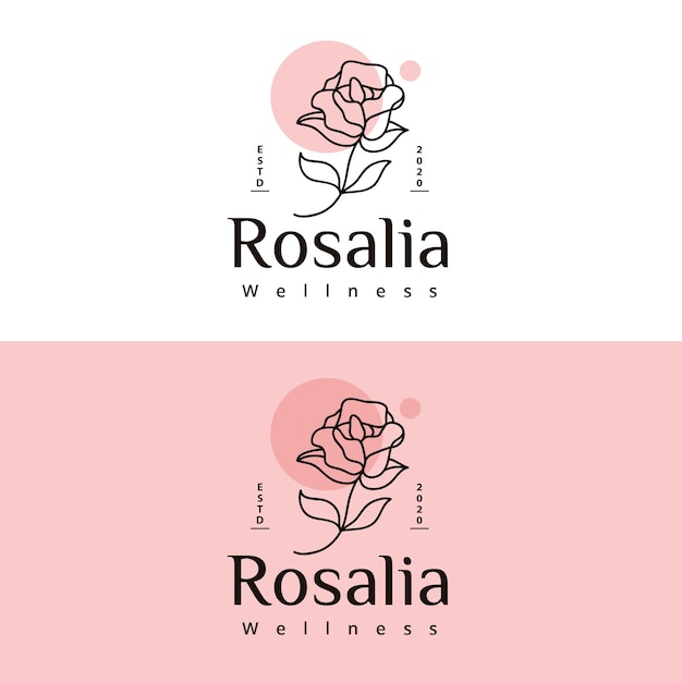 Vetor design de logotipo de bem-estar da linha rose