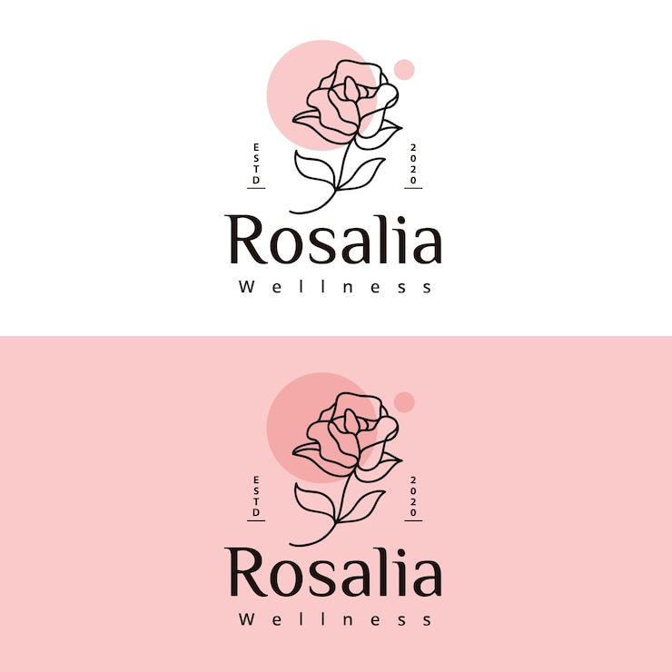 Vetor design de logotipo de bem-estar da linha rose