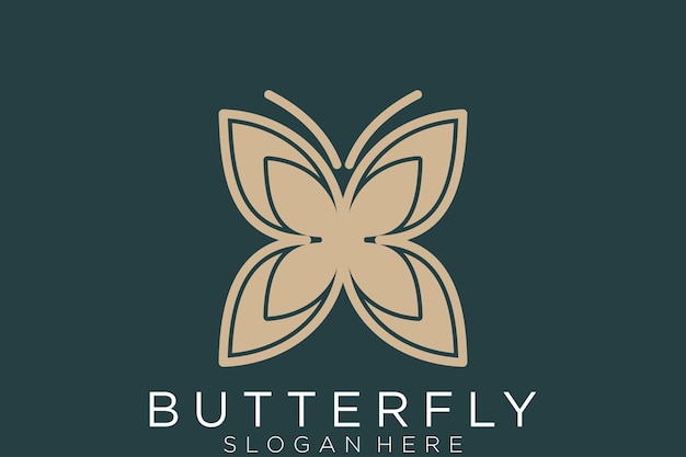 Design de logotipo de borboleta de ouro de luxo