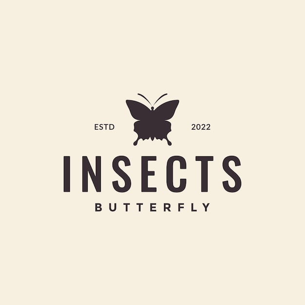 Design de logotipo de borboleta hipster simples