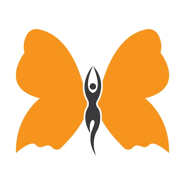 Vetor design de logotipo de borboleta vintage de mulheres voadoras de beleza