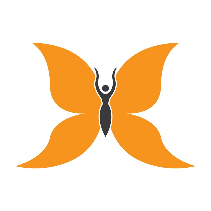 Vetor design de logotipo de borboleta vintage de mulheres voadoras de beleza