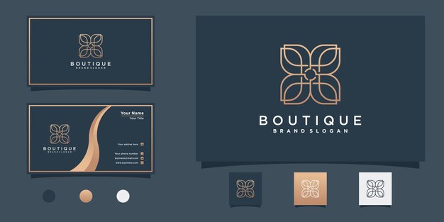 Design de logotipo de boutique com estilo de arte de linha moderna premium vector