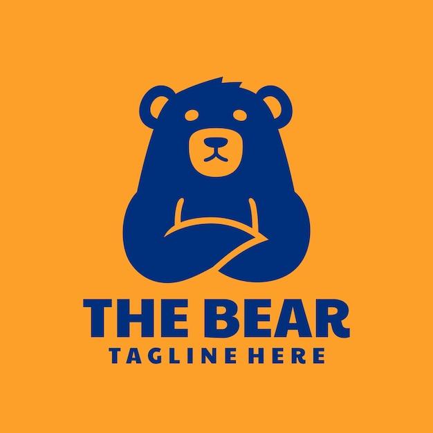 Vetor design de logotipo de braços cruzados de urso