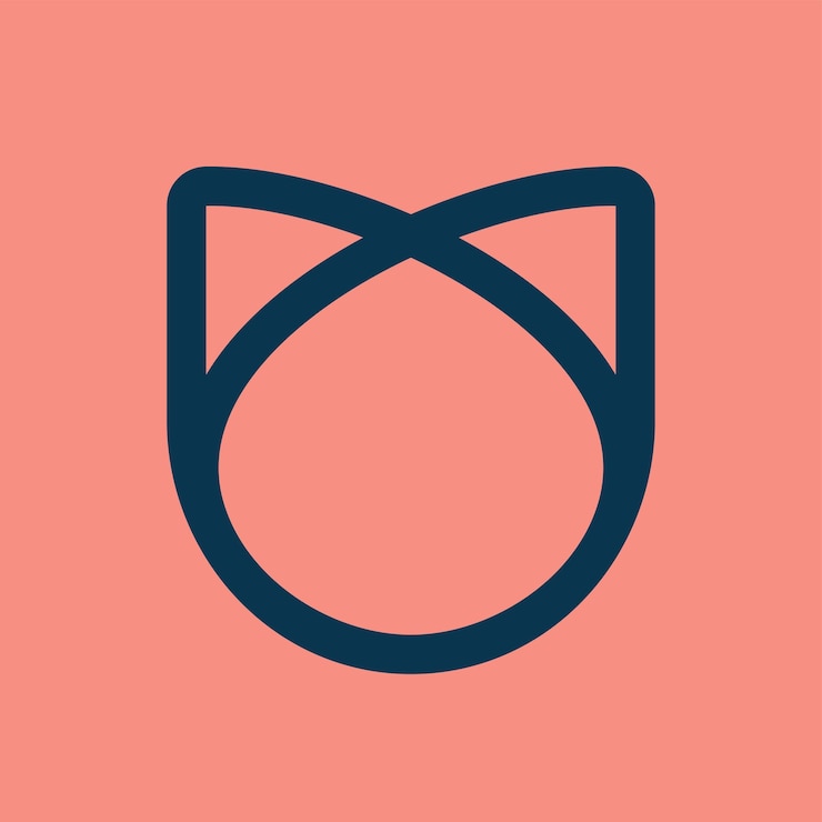 Vetor design de logotipo de cabeça de gato, design de logotipo vetorial simples e mínimo