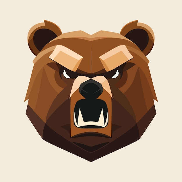 Design de logotipo de cabeça de urso cara de urso abstrata isolada cara de urso com raiva