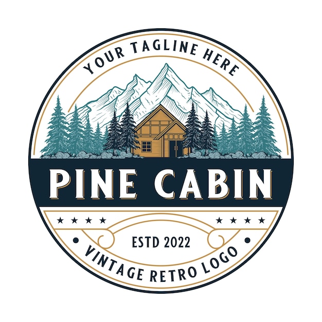Design de logotipo de cabine vintage. para hospedagem, férias. e outros
